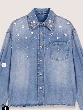 Maje Embellished  Denim Shirt